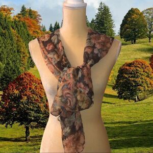 Pretty fall look sheer floral scarf